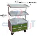 ترالی زیبایی دو کشو سه طبقه آراصنعت مدل 900 - Image 4